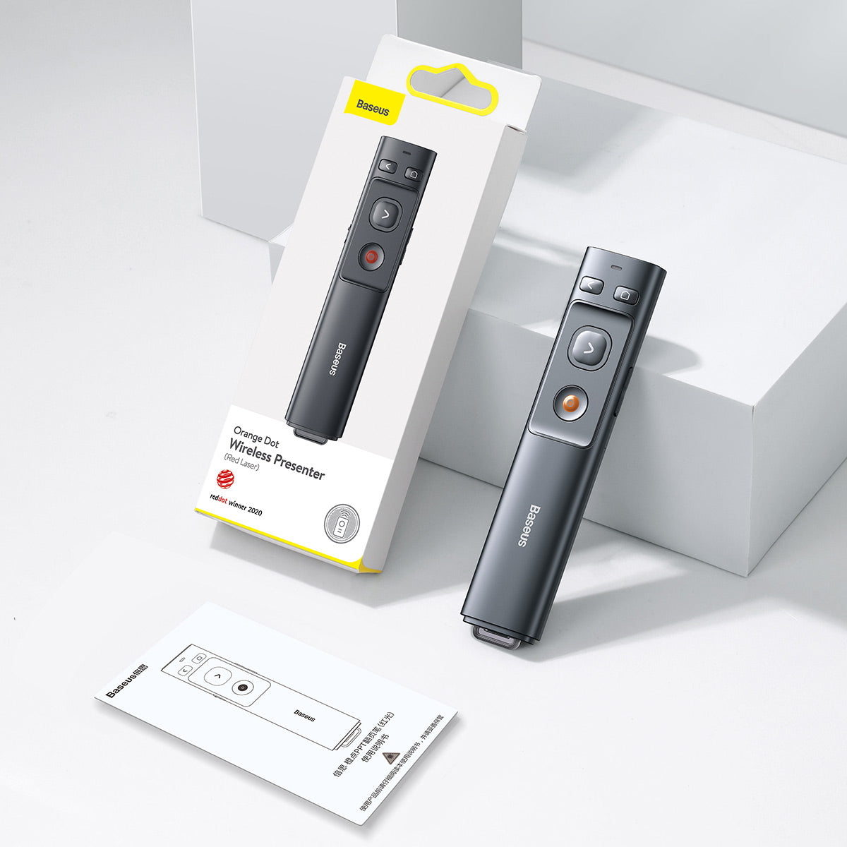 Baseus Orange Dot Wireless Presenter (Red Laser) Grey