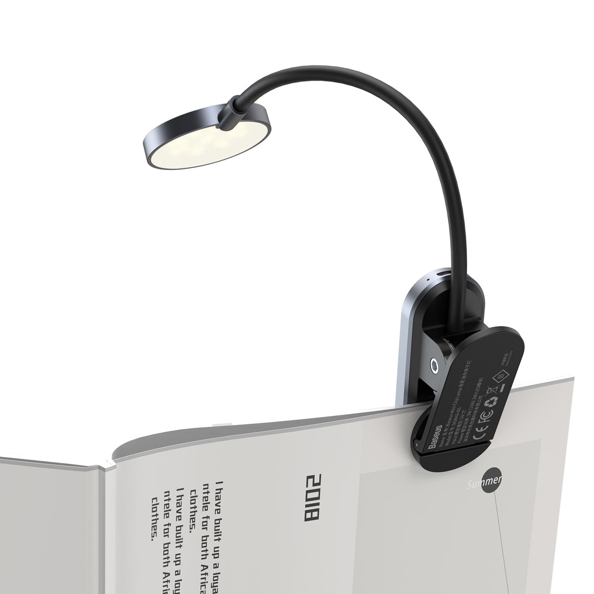 BASEUS Comfort Reading Mini Clip Lamp Eye Protection Light – Dark Grey