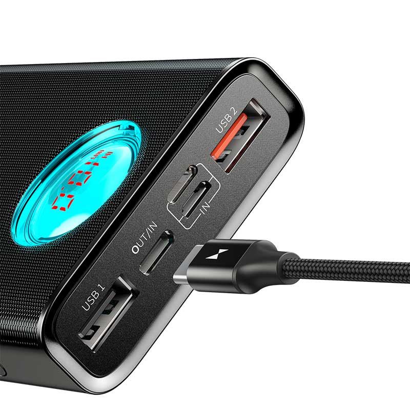 Baseus Amblight Digital Display Quick charge PD3.0+QC3.0 Power Bank 18W 20000mAh Black