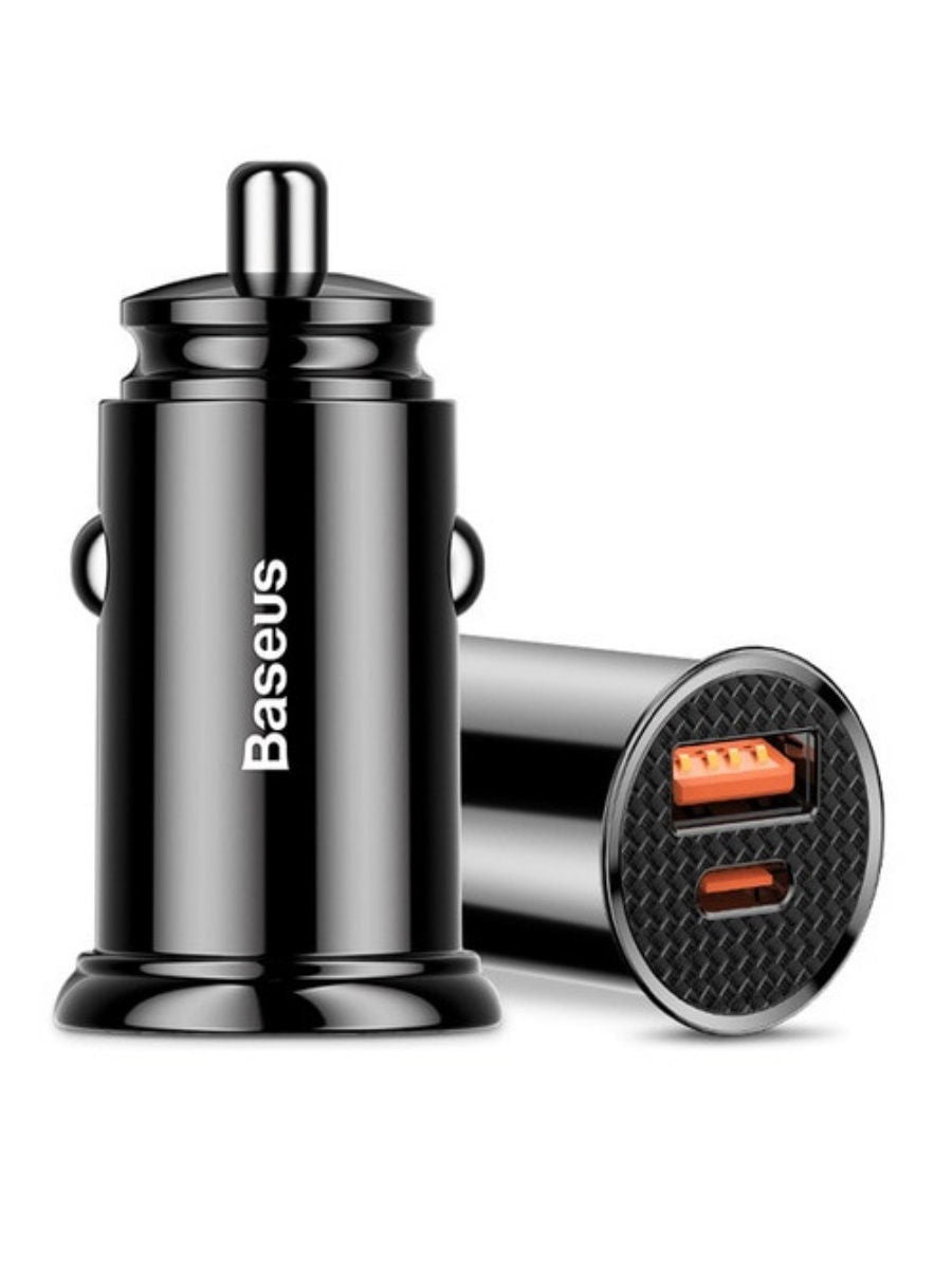 Baseus Circular Plastic A+C 30W PPS Car Charger(PD3.0、QC4.0+ 、SCP 、AFC) Black