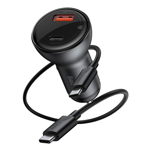 Baseus Digital Display PPS Dual Quick Charger Car Charger 45W With Mini Cable Type-C to Type-C 60W(20V/3A)