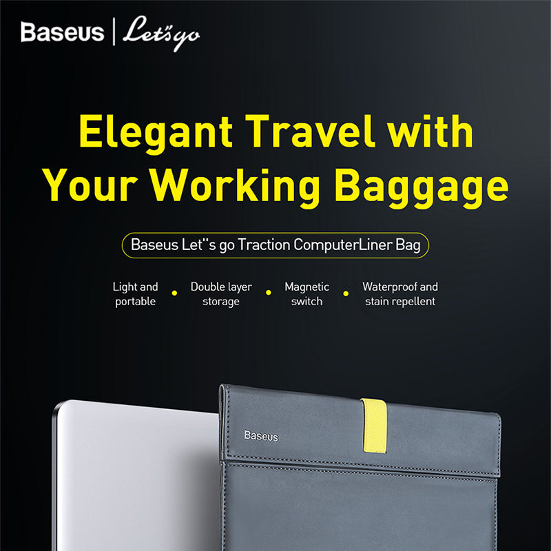 Baseus Let''s go Traction ComputerLiner Bag(13 inches or less)grey&yellow