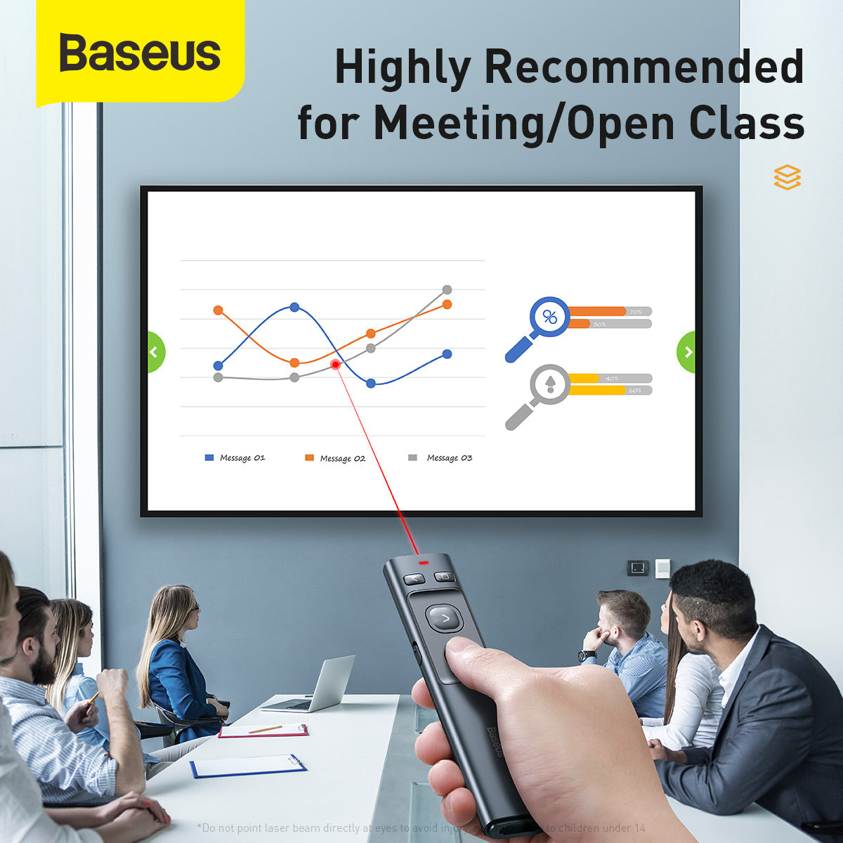 Baseus Orange Dot Wireless Presenter (Red Laser) Grey