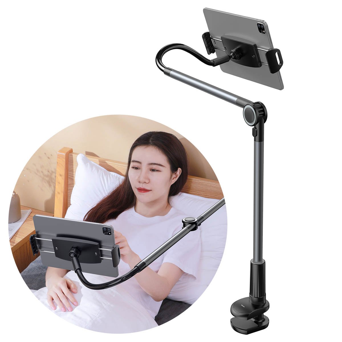 Baseus Otaku life rotary adjustment lazy holder(Applicable for phone/ ipad) Dark gray