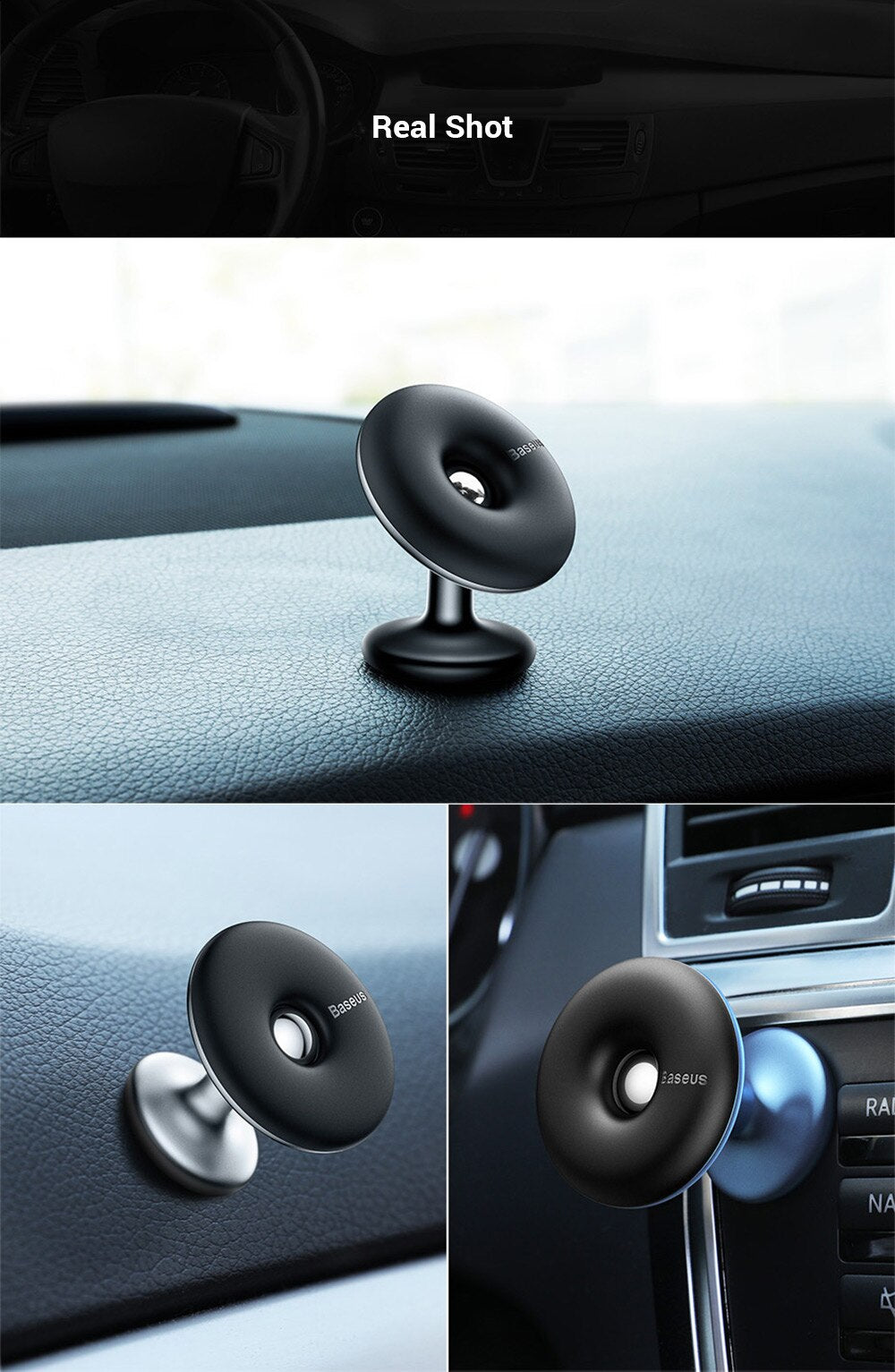 BASEUS 360° Rotation Star Ring Magnetic Car Bracket (Paste type) - Black