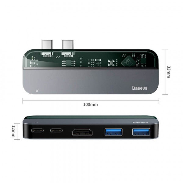 Baseus Transparent Series Dual Type-C Multifunctional HUB Adapter