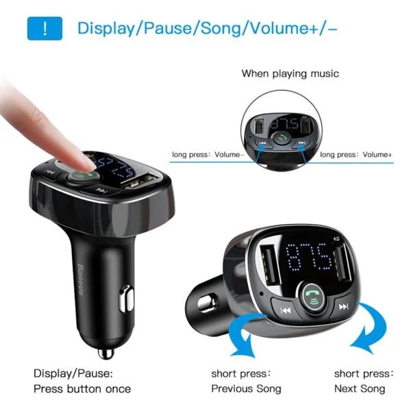 Baseus T typed S-09A wireless MP3 car charger(Standard edition)Black