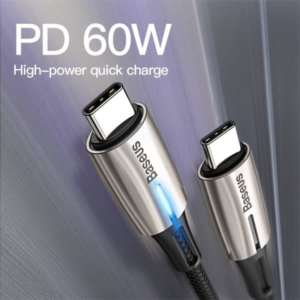 Baseus Water Drop-shaped Lamp Type-C PD2.0 60W Flash Charge Data Cable 20V 3A 1m