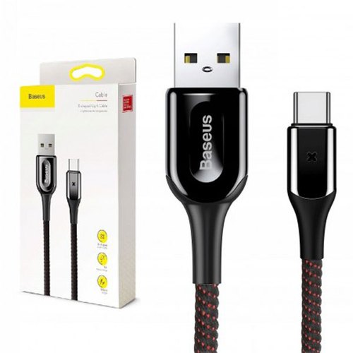 Baseus X-type Light Cable For Type-C(3A)/iPHONE(2.4A) 1M Black