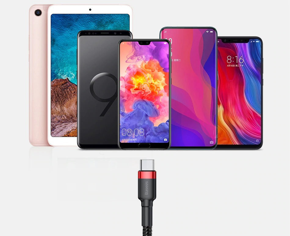 Baseus USB Type C Cable for Samsung S10 S9 Quick Charge 3.0 Cable USB C Fast Charging for Huawei P30 Xiaomi USB-C Charger Wire