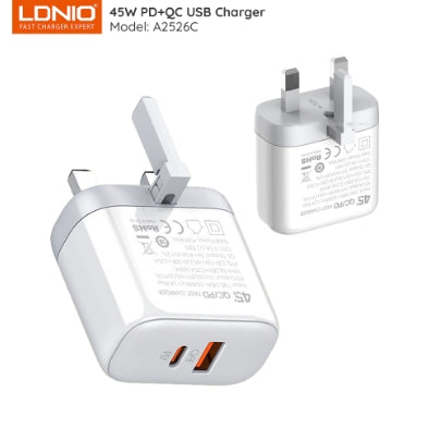 LDNIO A2526C 45W Dual USB QC4.0 Super Fast Charger