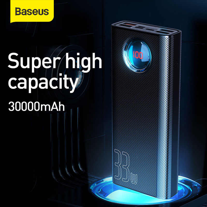 Baseus 30000mAh Power Bank PD SUB 3.0 Fast Charging Portable Charger 33W Powerbank