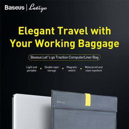 Baseus Let''s go Traction ComputerLiner Bag（13 inches or less）grey&yellow