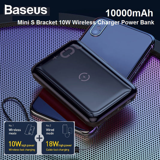 Baseus Mini S Bracket 10W Wireless Charger Power bank 10000mAh 18W Black
