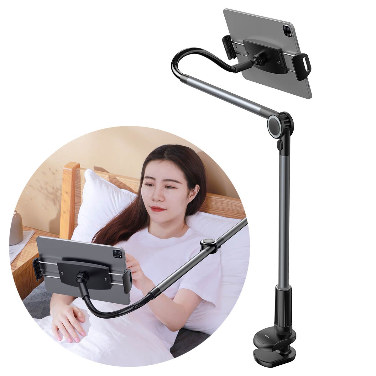 Baseus Otaku life rotary adjustment lazy holder（Applicable for phone/ ipad) Dark gray