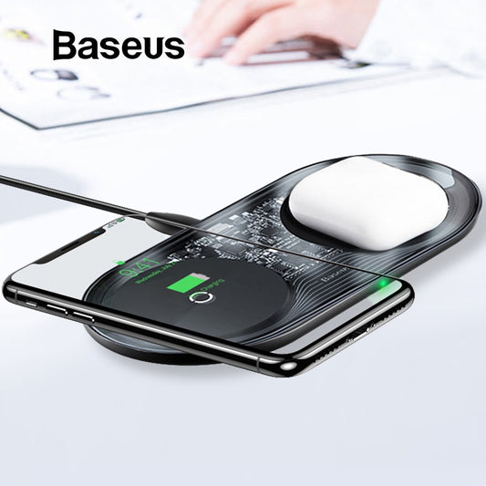 Baseus Simple 2in1 18W Max Transparent Special Edition Phones Wireless Charger Pods For iPhone / Samsung