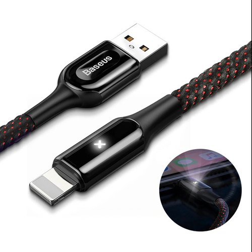 Baseus X-type Light Cable For Type-C(3A)/iPHONE(2.4A) 1M Black
