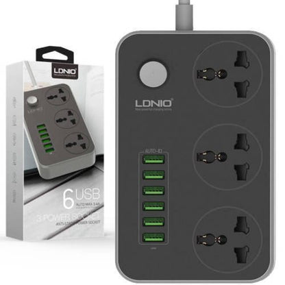 LDNIO SC3604 10A Power Strip 6 USB 3 Universal Socket With Overload Protector Circuit Breaker Switch Outlet Extend