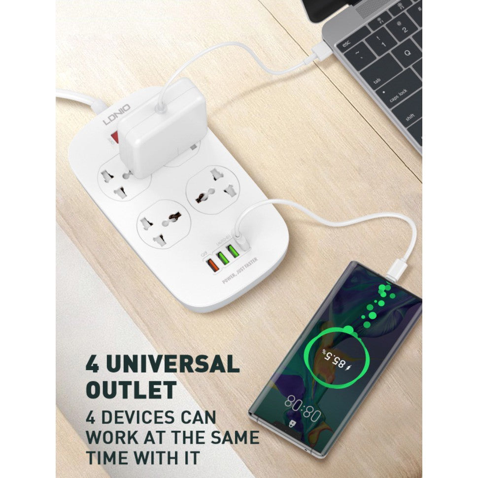 LDNIO Universal SC 4407 Power Socket/3 USB Ports